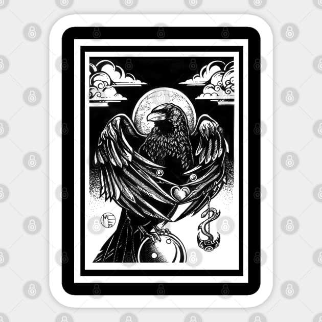 The Raven's Gift - White Outlined Version Sticker by Nat Ewert Art